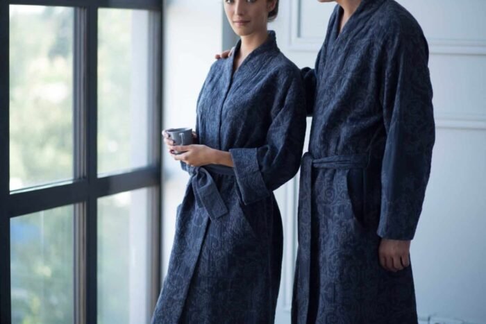 Cotton bathrobe Versailles Anthracite - Image 2