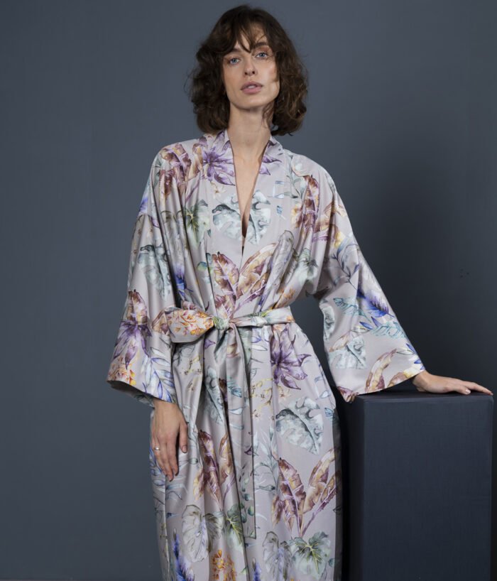 Bathrobe Kimono Flora Costera Almond - Image 3