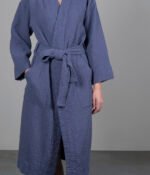Cotton bathrobe Orion Solid Blueberry - Image 4
