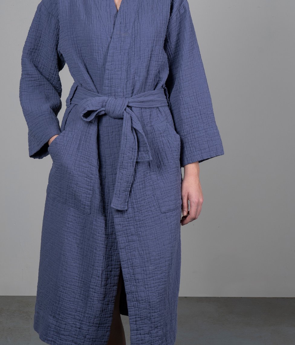 Decoflux-orion-chalatas-blueberry-mÄ—lynos-spalvos-medvilnÄ— (2) Cotton bathrobe Orion Solid Blueberry - Image 4