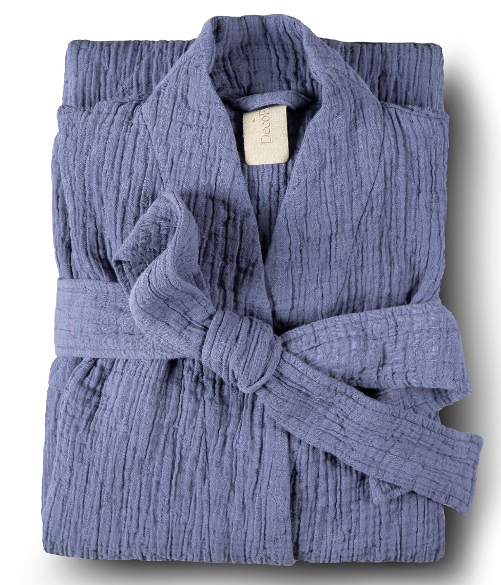 Decoflux-orion-chalatas-blueberry-mÄ—lynos-spalvos-medvilnÄ— Cotton bathrobe Orion Solid Blueberry - Image 1