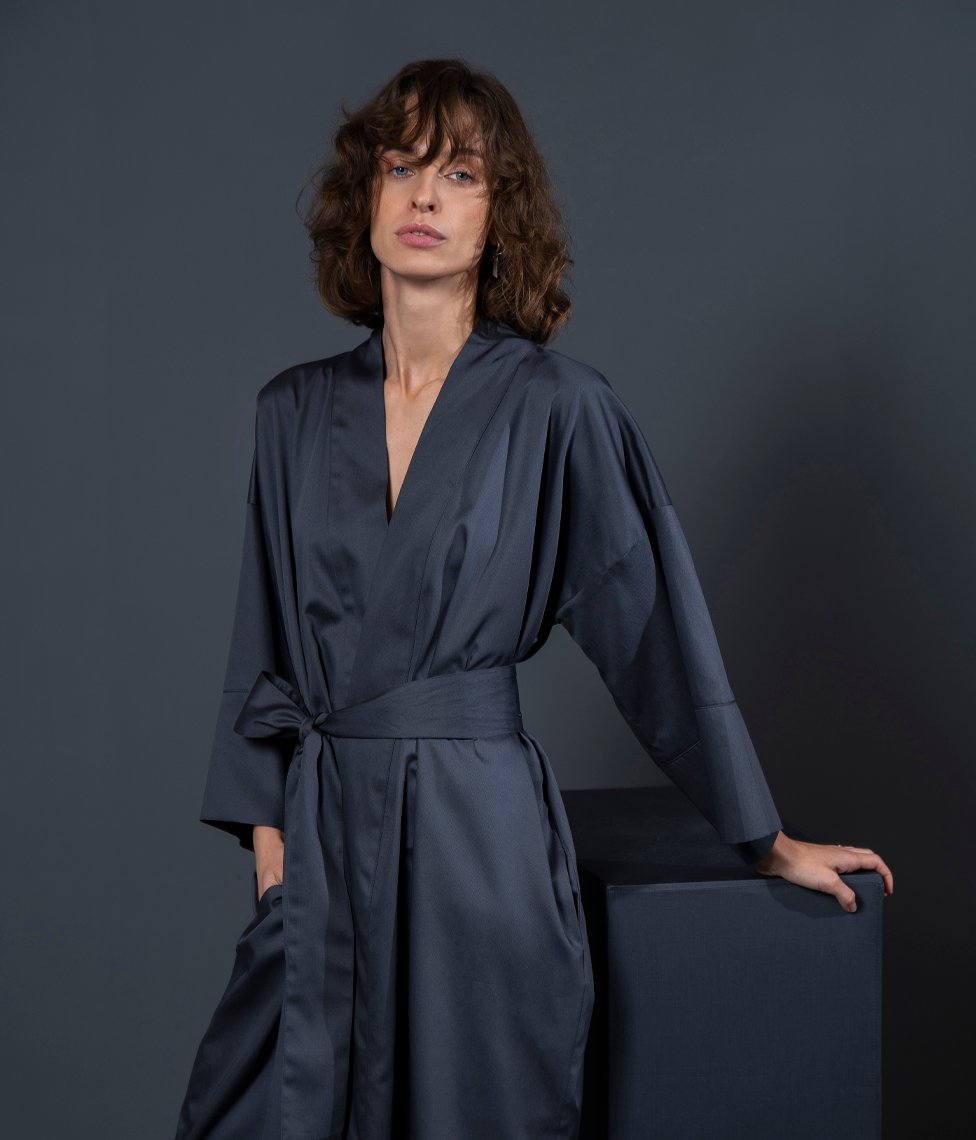 decoflux-bathrobe-kimono-anthracite Bathrobe Kimono Solid Anthracite - Image 1