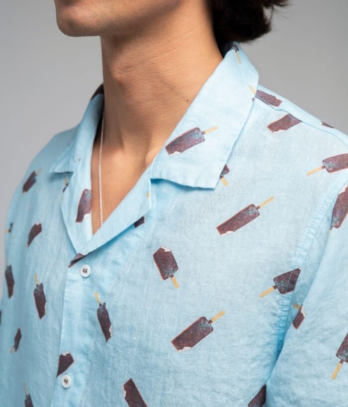 Linen shirt Ice Blue - Agnė Kišonaitė (Unisex) - Image 3