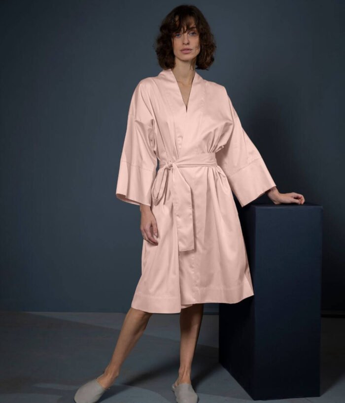 Satino chalatas kimono Solid Creamy Peach - Image 2