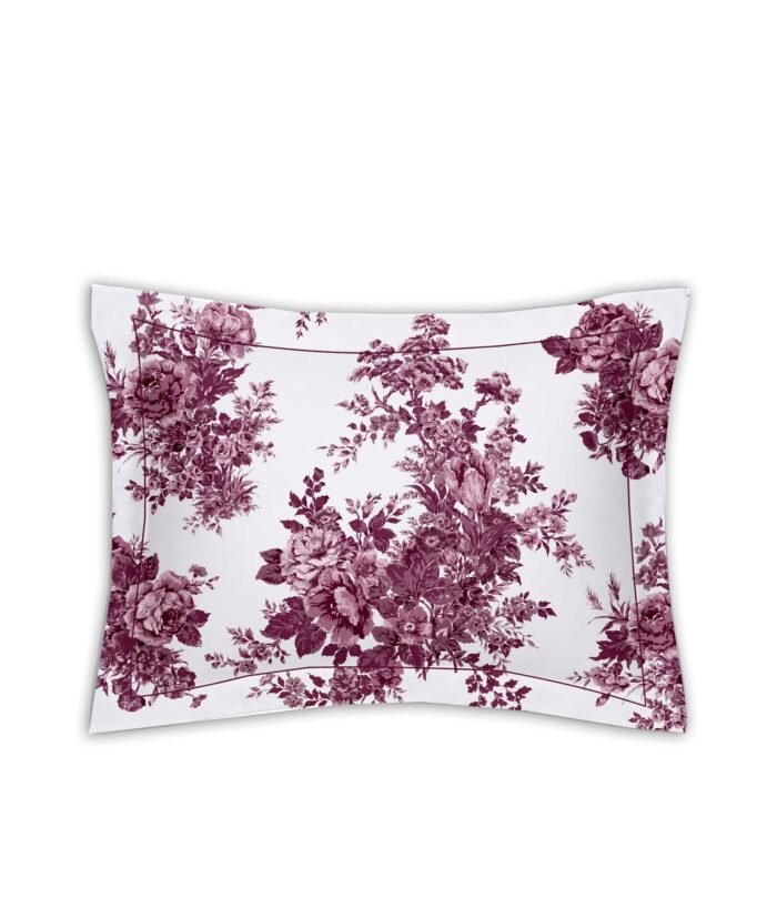 Sateen pillowcase with embroidery Eternal Rose Burgundy/Optical White - Image 1