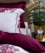 Satino patalynės komplektas Eternal Rose Burgundy/Optical White - Image 3