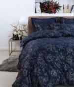 Sateen bed linen set Rose Line Royal Blue - Image 2