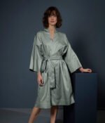 Satino chalatas kimono Solid Salvia - Image 2