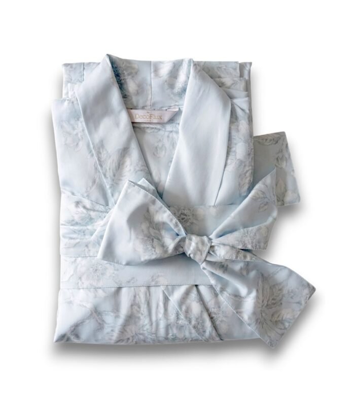 Klasikinis satino chalatas Eden Light Blue - Image 6