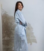 Klasikinis satino chalatas Eden Light Blue - Image 3