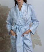 Klasikinis satino chalatas Eden Light Blue - Image 5