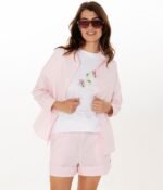Perkelio Marškiniai Solid Primerose Pink su 3/4 rankovėmis