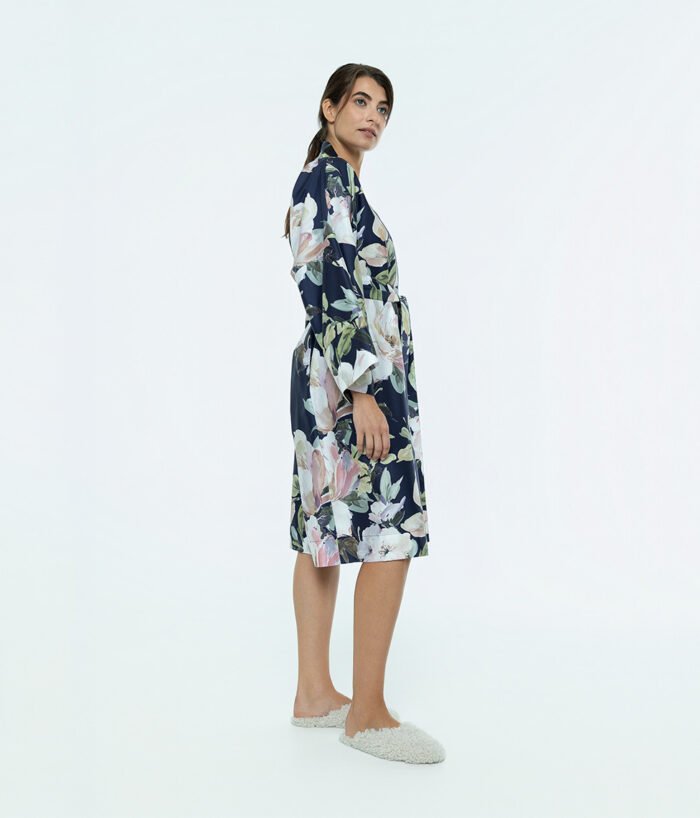 Satino chalatas kimono Harmony Dark Blue - Image 3